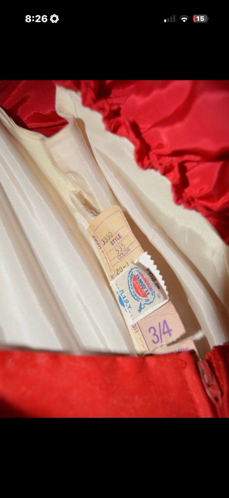 Vtg 80s Alfred Angelo Flirtations dress red/white Annabelle Halloween XS jrs 3/4