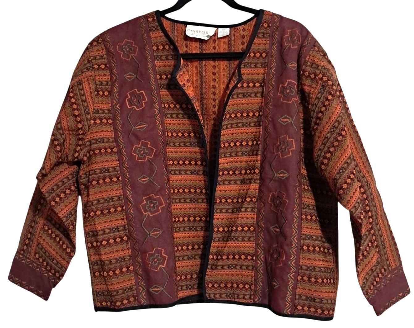 Passports Pier 1 Imports Jacket Womens Medium Multicolor Vintage Tapestry Boho