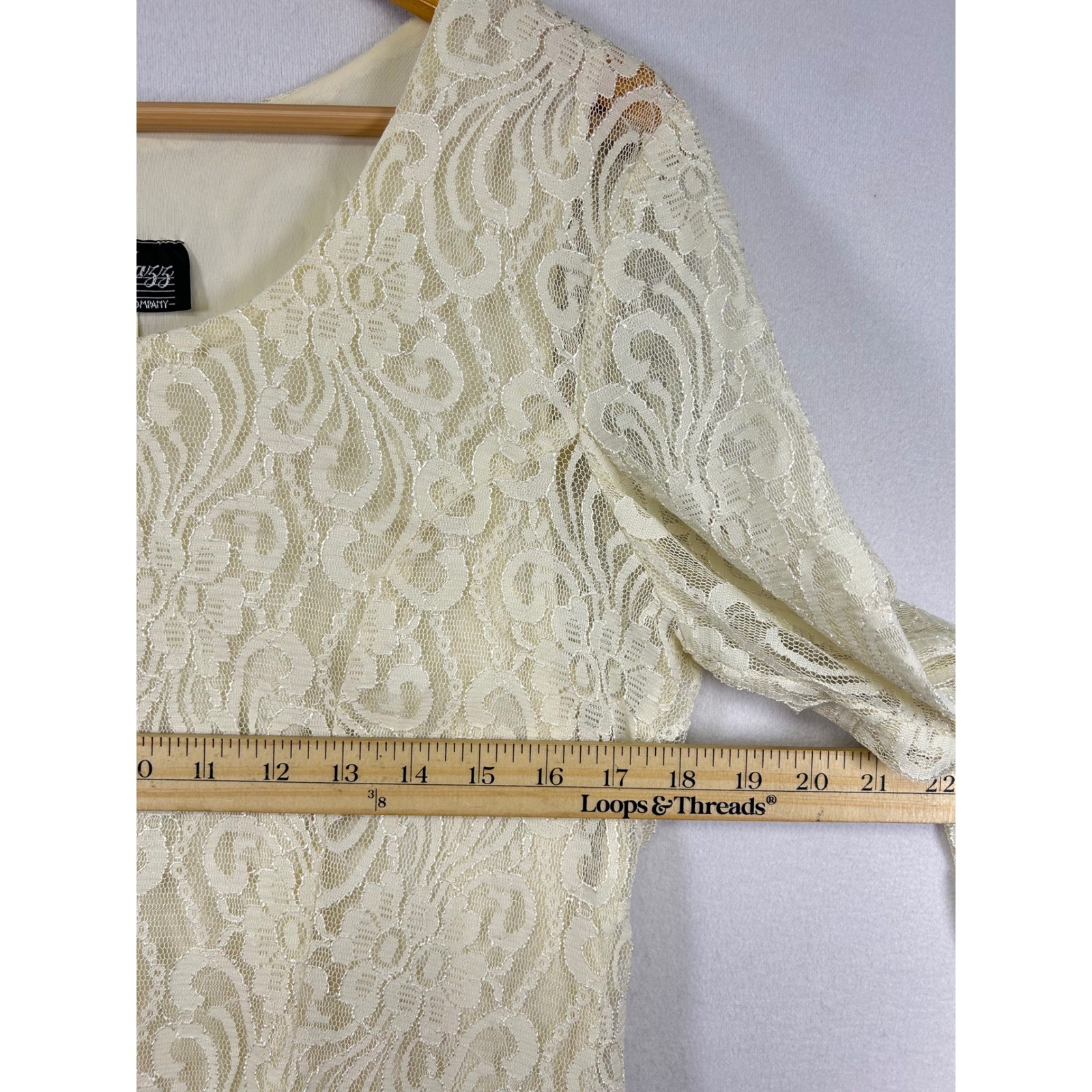 All That Jazz Lace Dress Women 13/14 Cream Ivory Vintage Tiered Long Sleeve