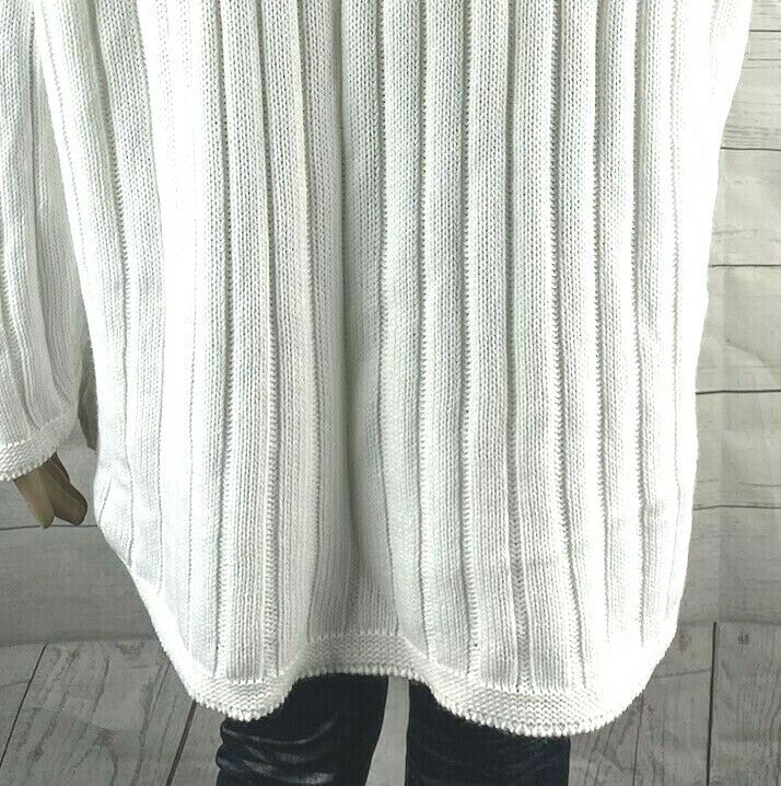 Vintage 80s 90s Bobbie Brooks Sweater Large Solid White Cable Knit Mock Neck