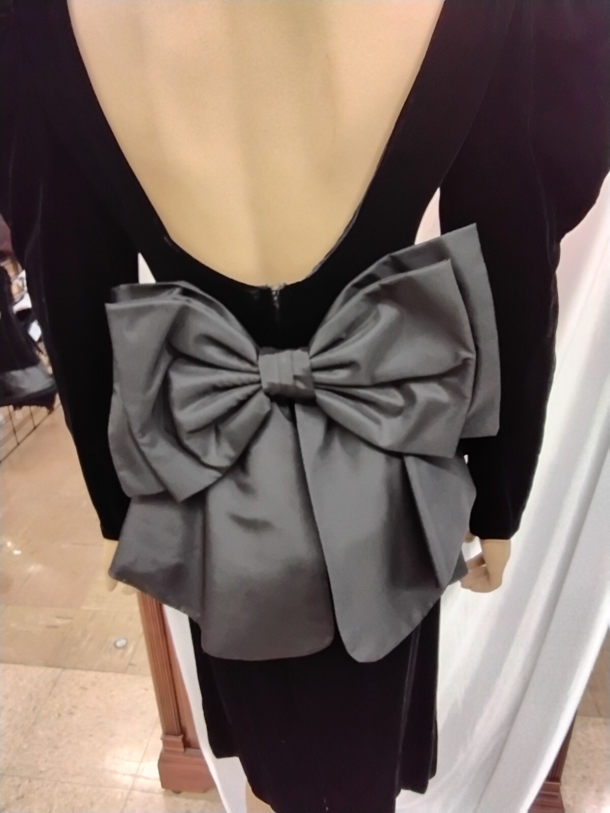 80s Vintage Black Velvet Party Dress, Size: 6, by S. G. Gilbert