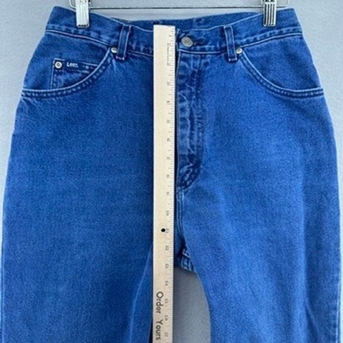 VTG Lee High Waisted Tapered Leg Mom Jeans Medium Wash Blue Denim 28×30 12R 90s