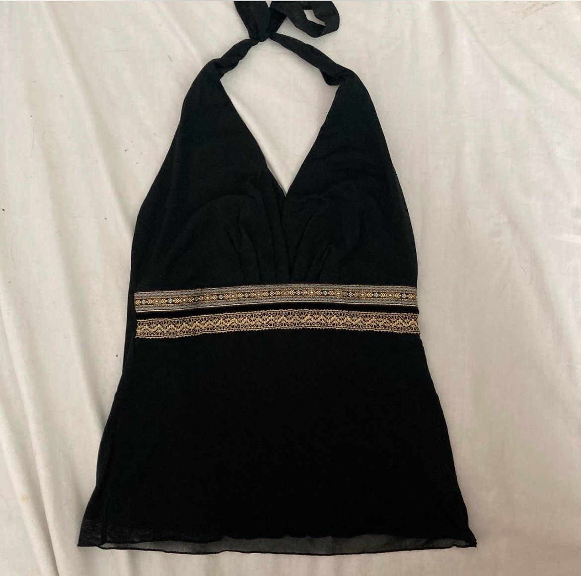 Vintage Y2K The Limited Black Mesh Halter Top Small Fairy Boho Indie Sleaze