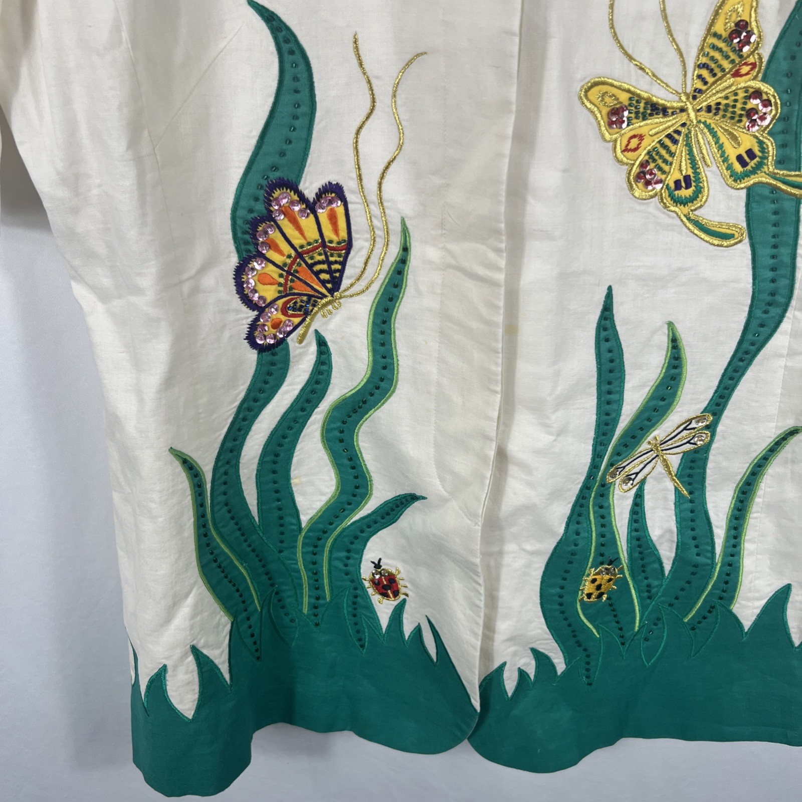VTG 90’s Anne French Women’s Button Up Shirt Size 16 Short Sleeve 100% Ramie