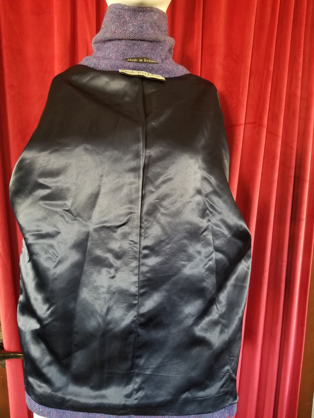 1960’s HOURIHAN Donegal Tweed Pure Wool Womens Vintage Coat Purple Ireland 14