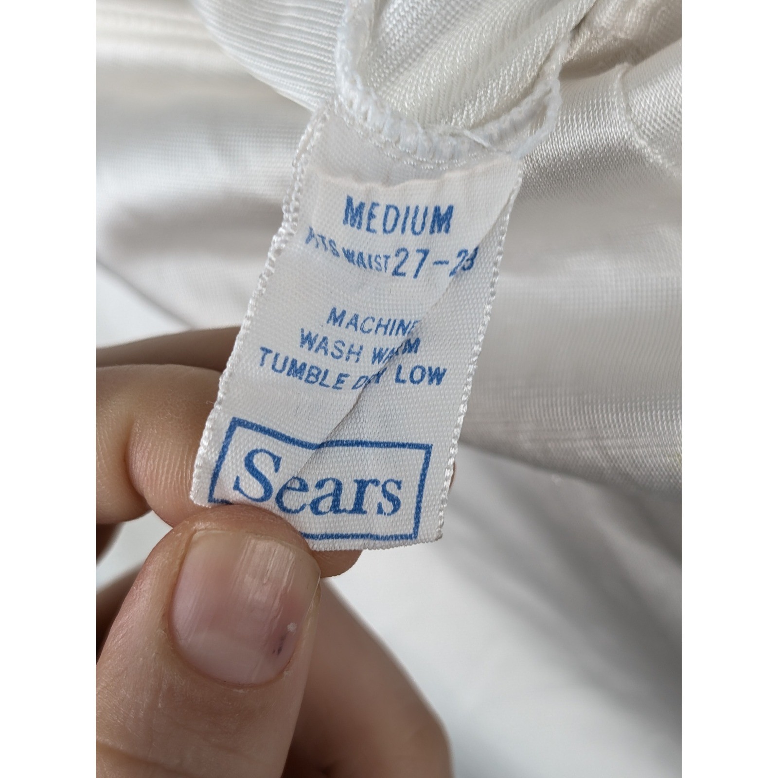 Vintage Sears Satin Lace Trim Half Slip 26″ Skirt Size M White Elastic Waist