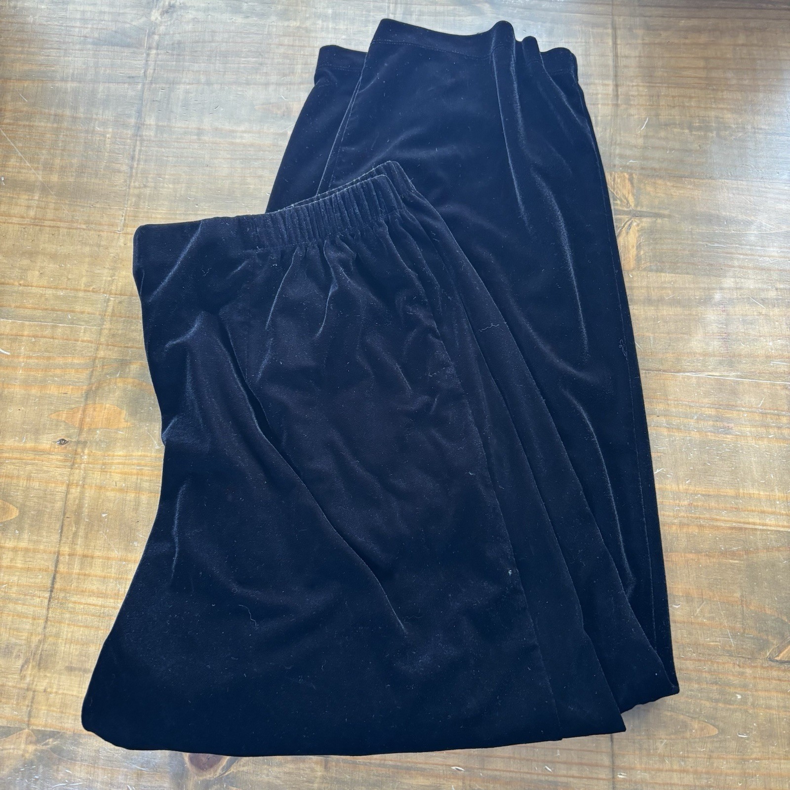 VTG 90s Laura Ashley Woman Black Velvet Pull On Tapered Pants-Size 2X-Goth/90s