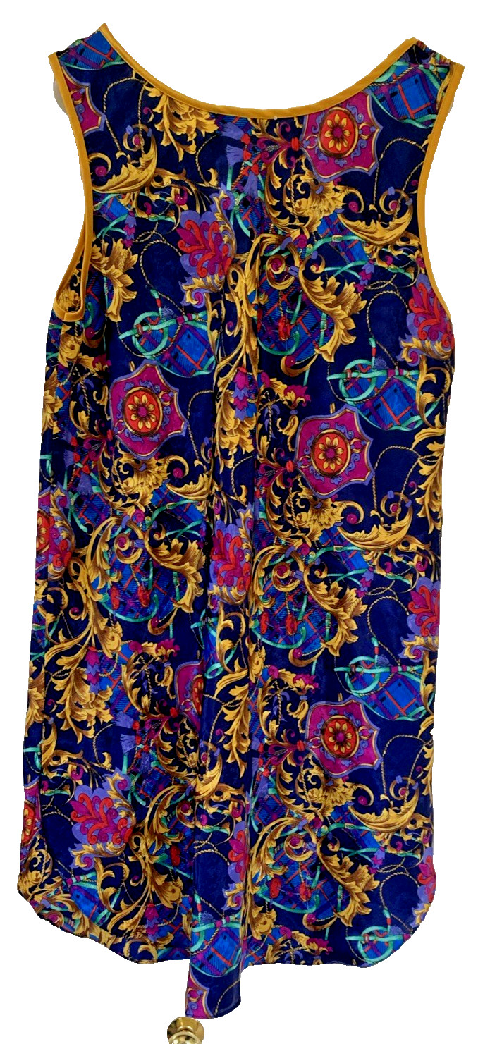 Vtg GEORGETTE TRABOLSI Neiman Marcus Sz M Multicolor Tunic Top