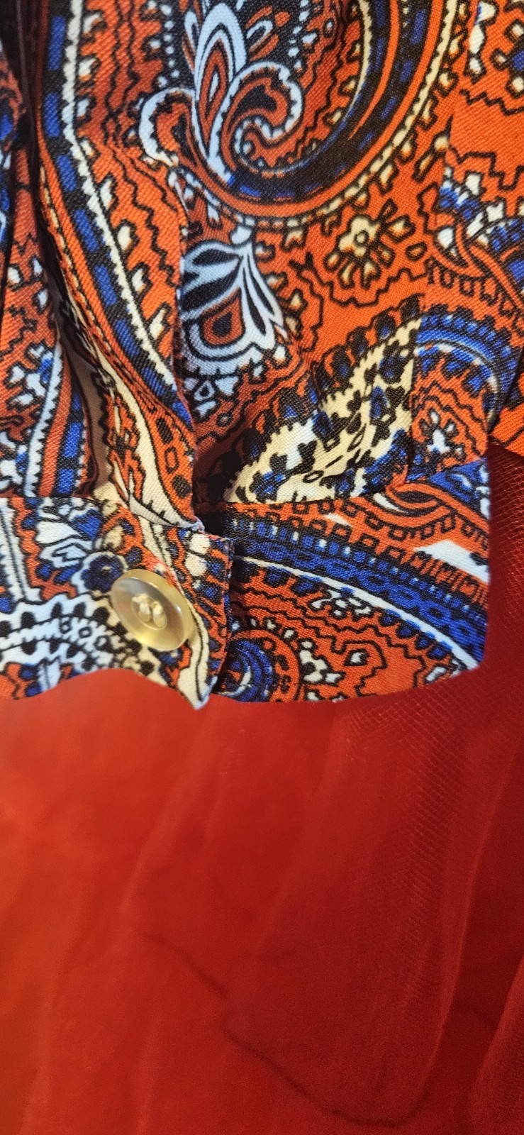 Vintage 197ps Paisley Dagger Collar Button Up Blouse As Is