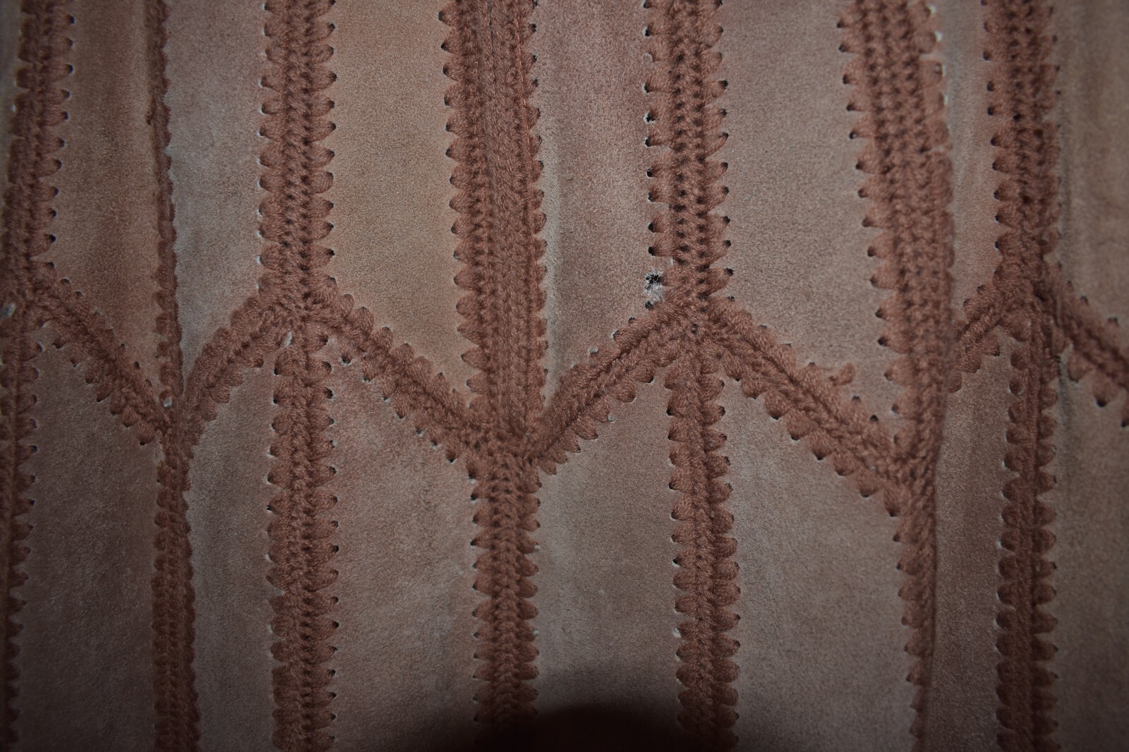 Vintage Modern Junior 1970’s Leather/Suede and Crochet Vest and skirt set Size