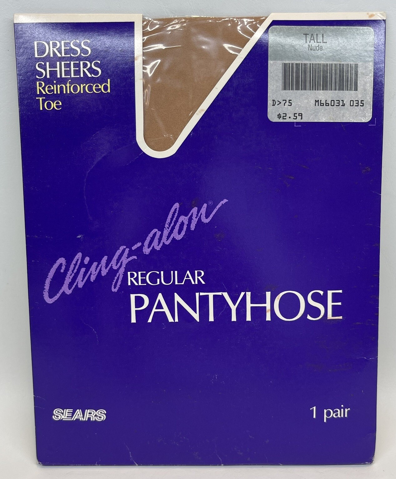 Vtg Sears Clingalon Nylon Pantyhose Dress Shears Reinforced Toe Tall Nude