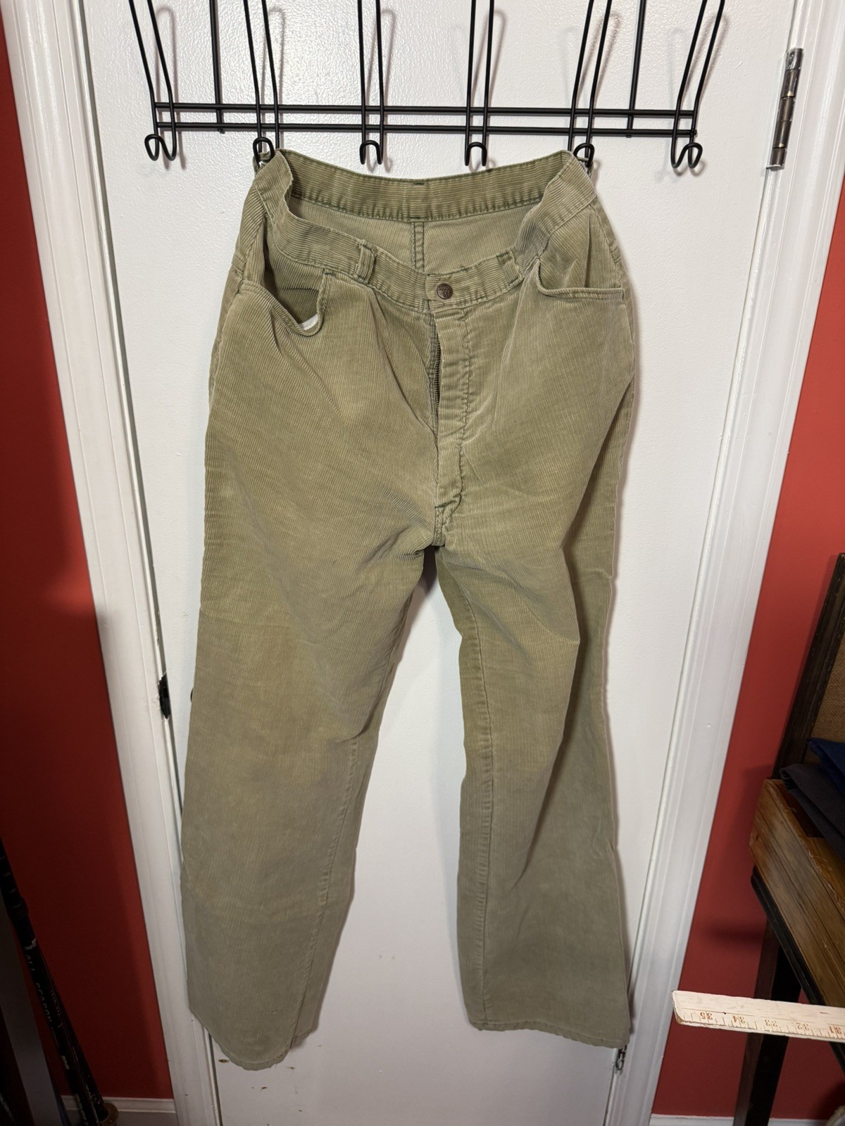 Vintage 1960s Turtle Bax Pants Corduroys Tan olive. No tag size.Read Description