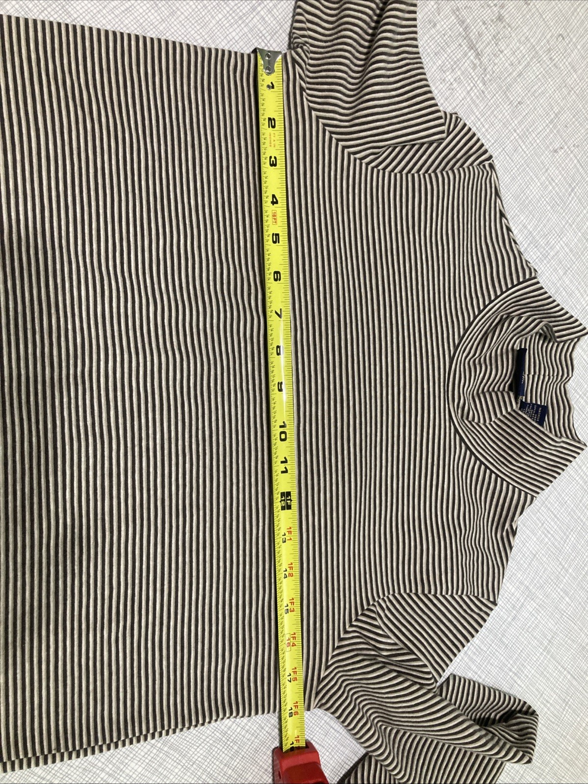 Vtg 90s Dockers LS & Co Micro Stripe Mock Turtleneck Shirt Top Brown Tan Retro