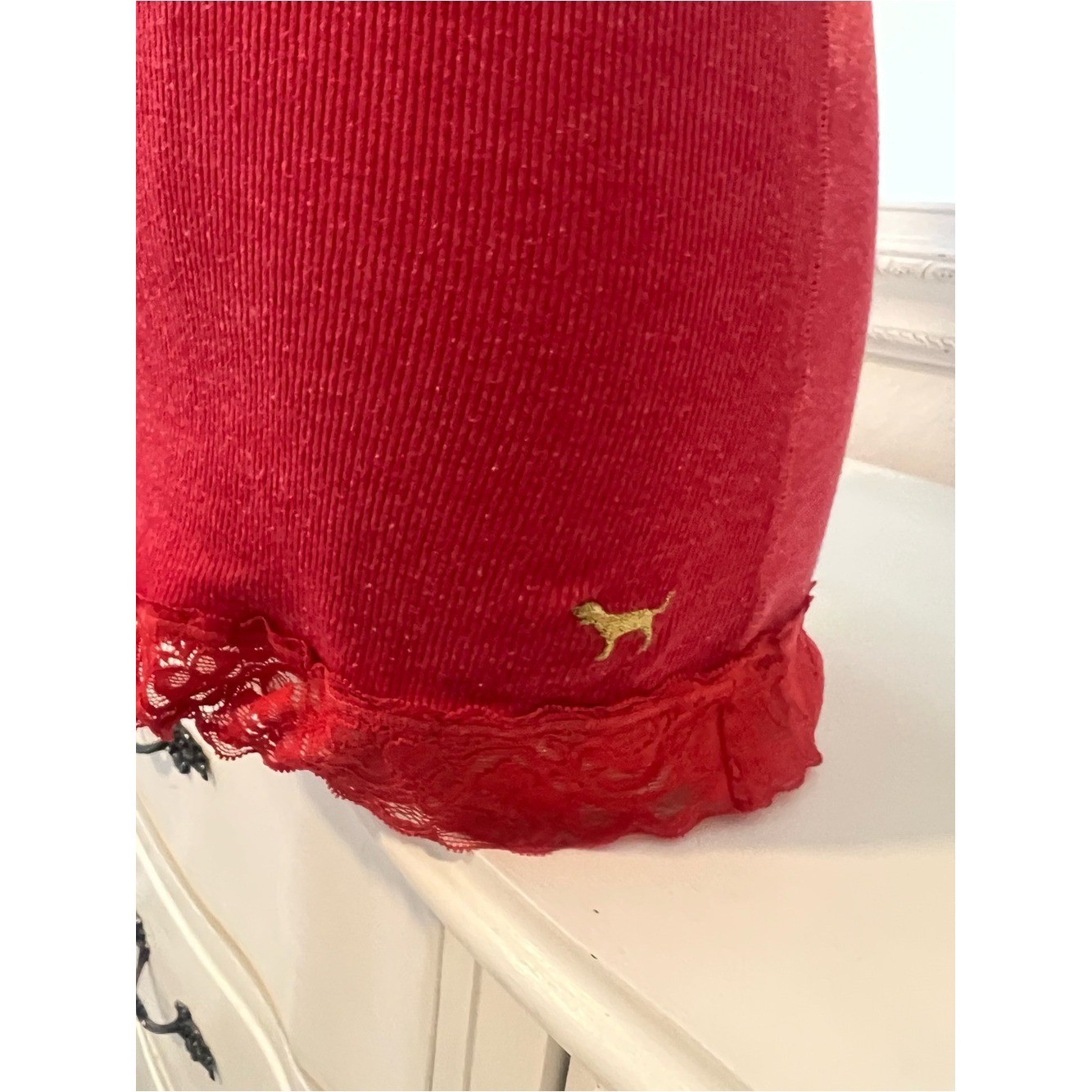 vintage victoria’s secret pink red lace babydoll cami tank top