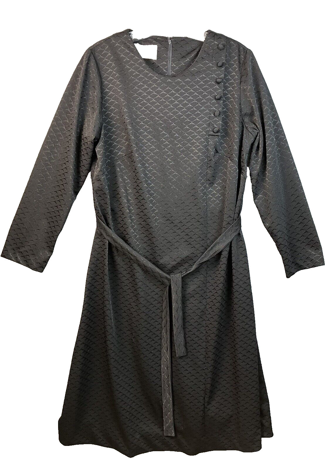 VTG 1960’s British Lady Women’s 16 1/2 Black Jacquard Dress Witchy Goth Theatre