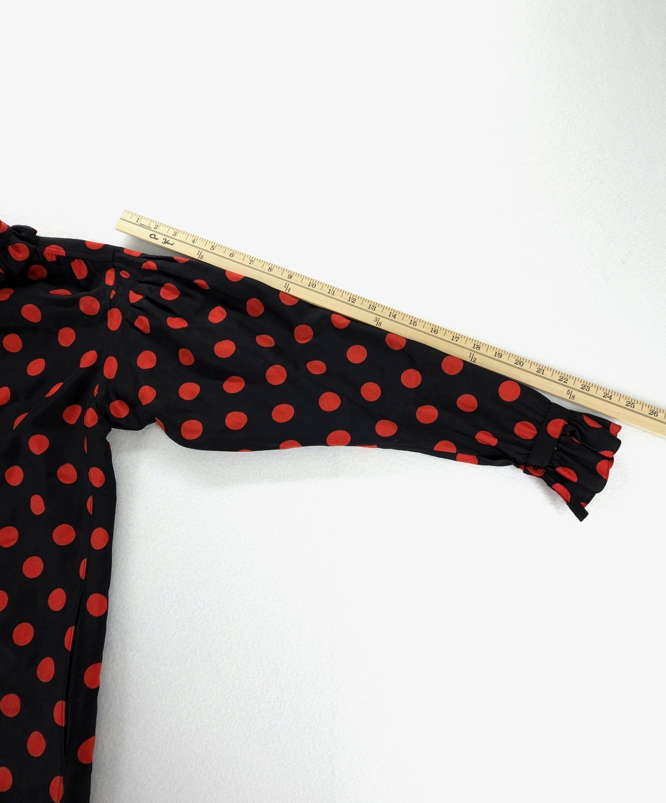 Vintage Saint Laurent Rive Gauche Red Polka Dot Dress 36 FR 4 US Made in France
