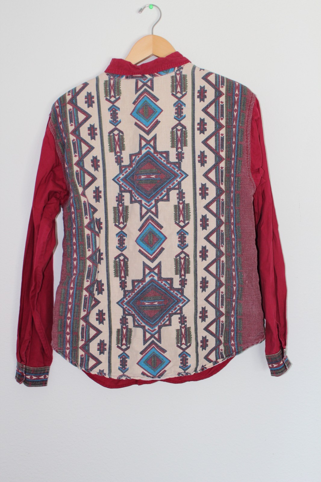 Vintage 90s Adobe Rose Western Southwestern Red Faux Vest Shirt Top Women L