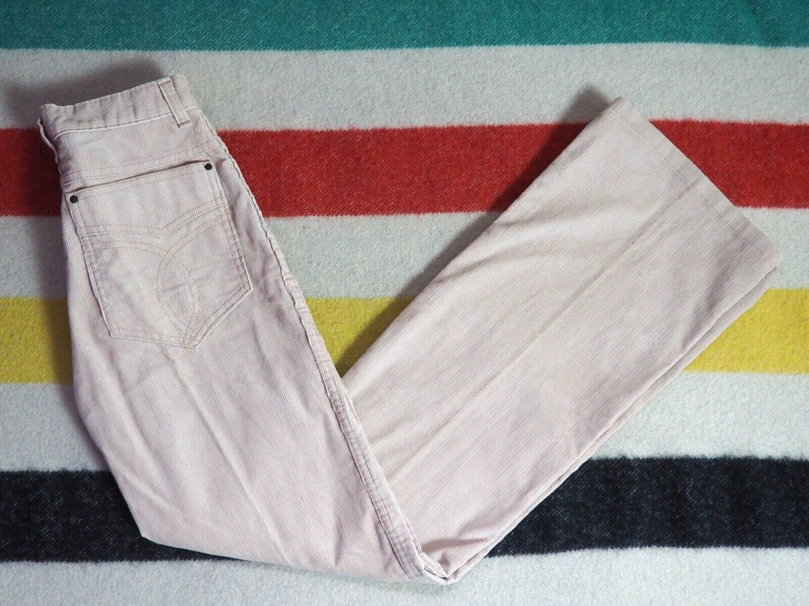 VTG 70s Plushbottoms Tan Corduroy Western Flare Bells 26×33 Talon Womens Pants