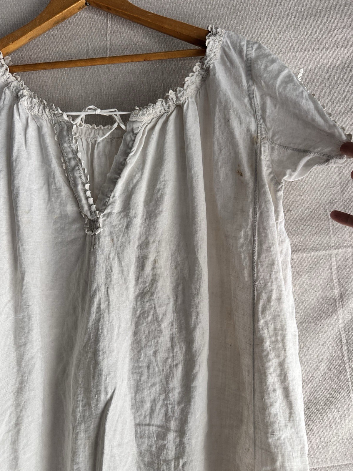 Resale Lot Antique 1900s French Dress Linen Cotton Printed Women’s S M L