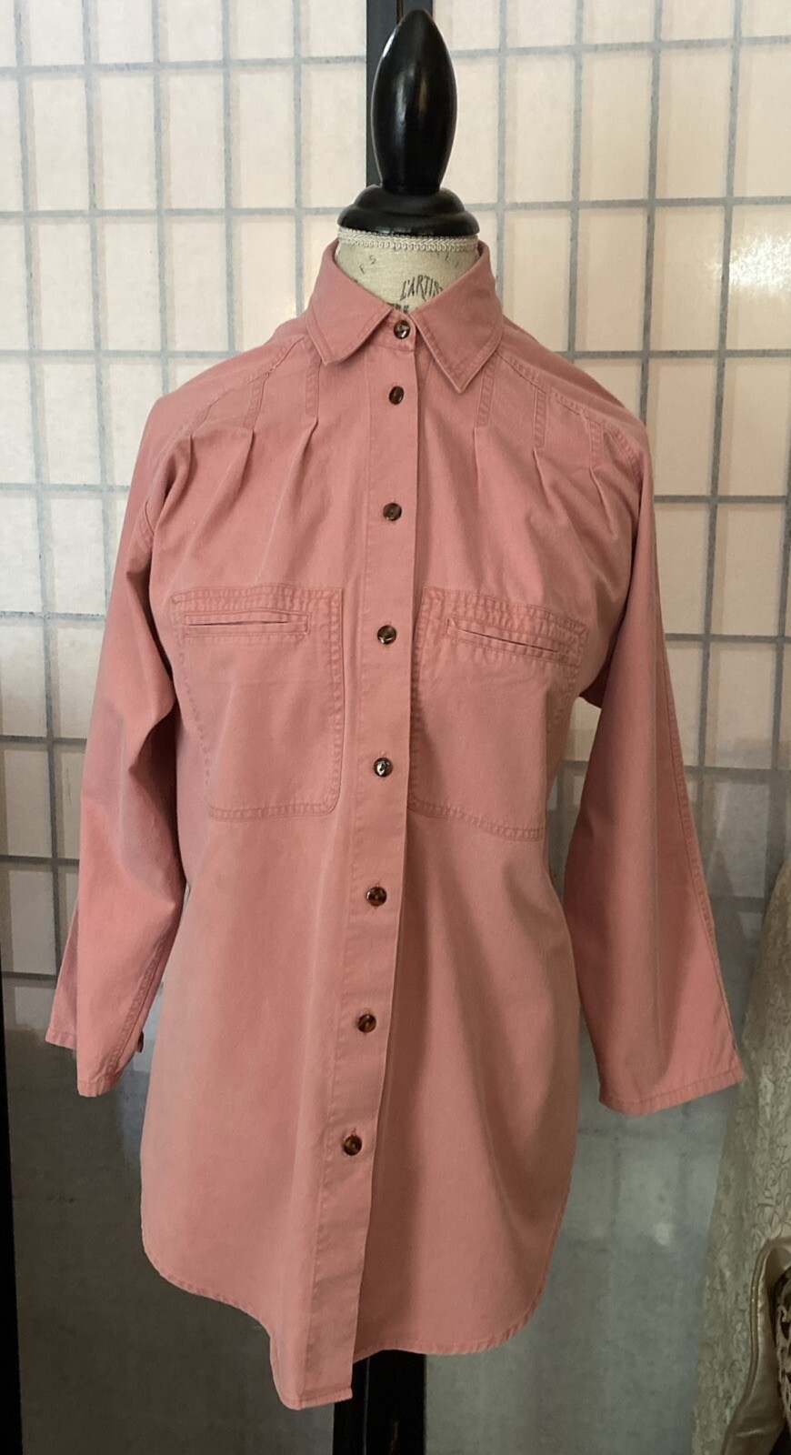 VTG 80s Outback Red-The LTD Wom S Button Down Ruched Shirt-Jacket Pigment Dyed