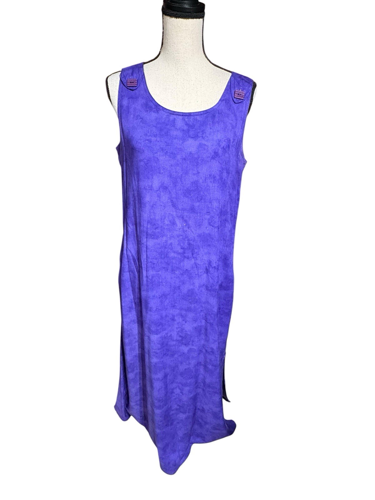 Vintage NINO WONG CA Long Maxi Dress And Shirt Set Purple Art USA Sz M Vacation