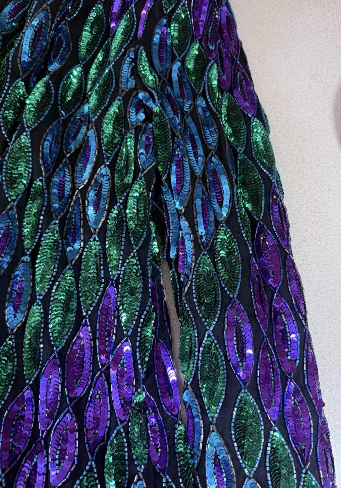 vtg 1980s Laurence Kazar New York sequin and beaded evening cardigan jacket Lg