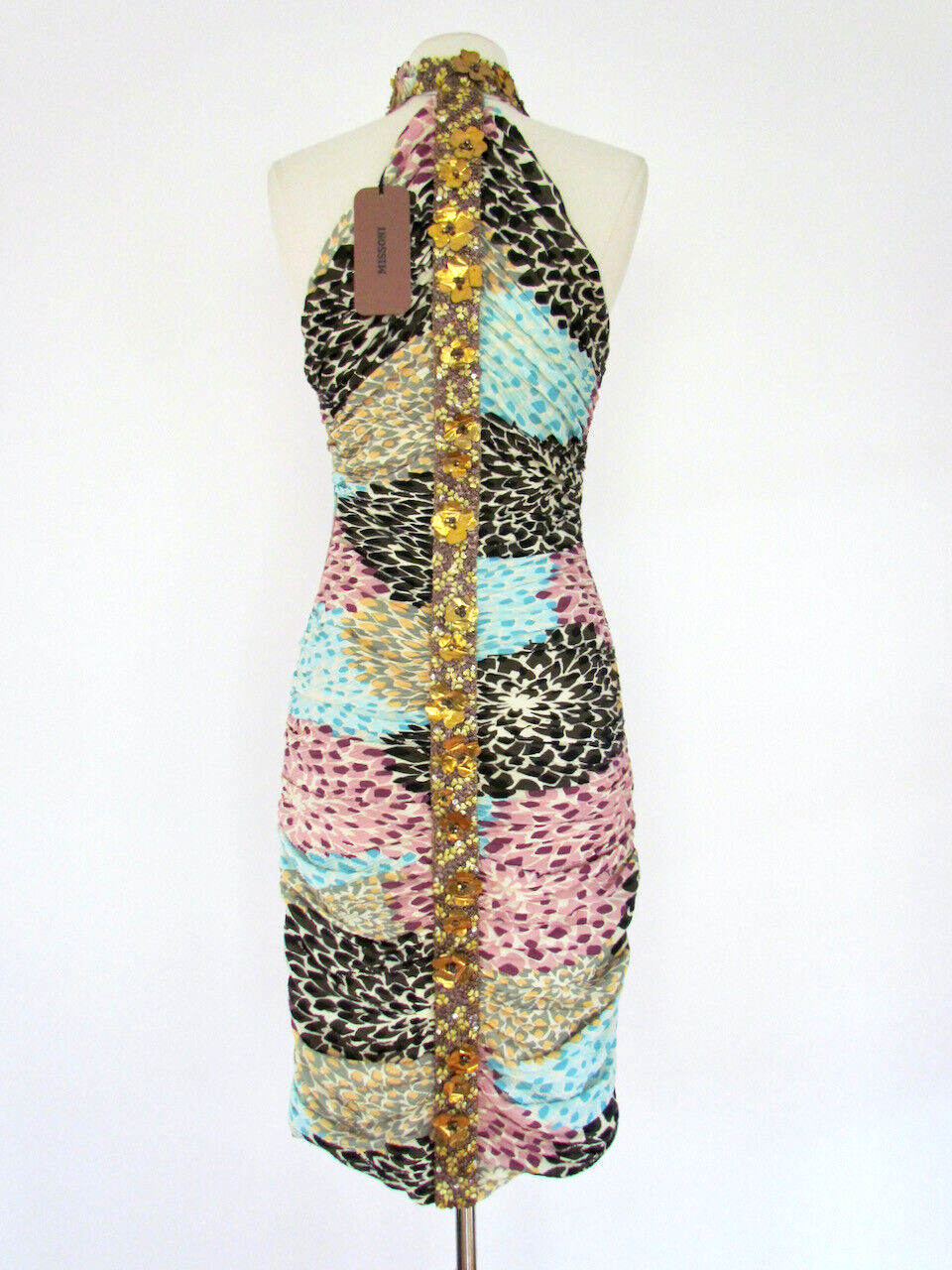 New Missoni Dress Flower Embellished Silk Sz 40 US 4 Vintage RARE
