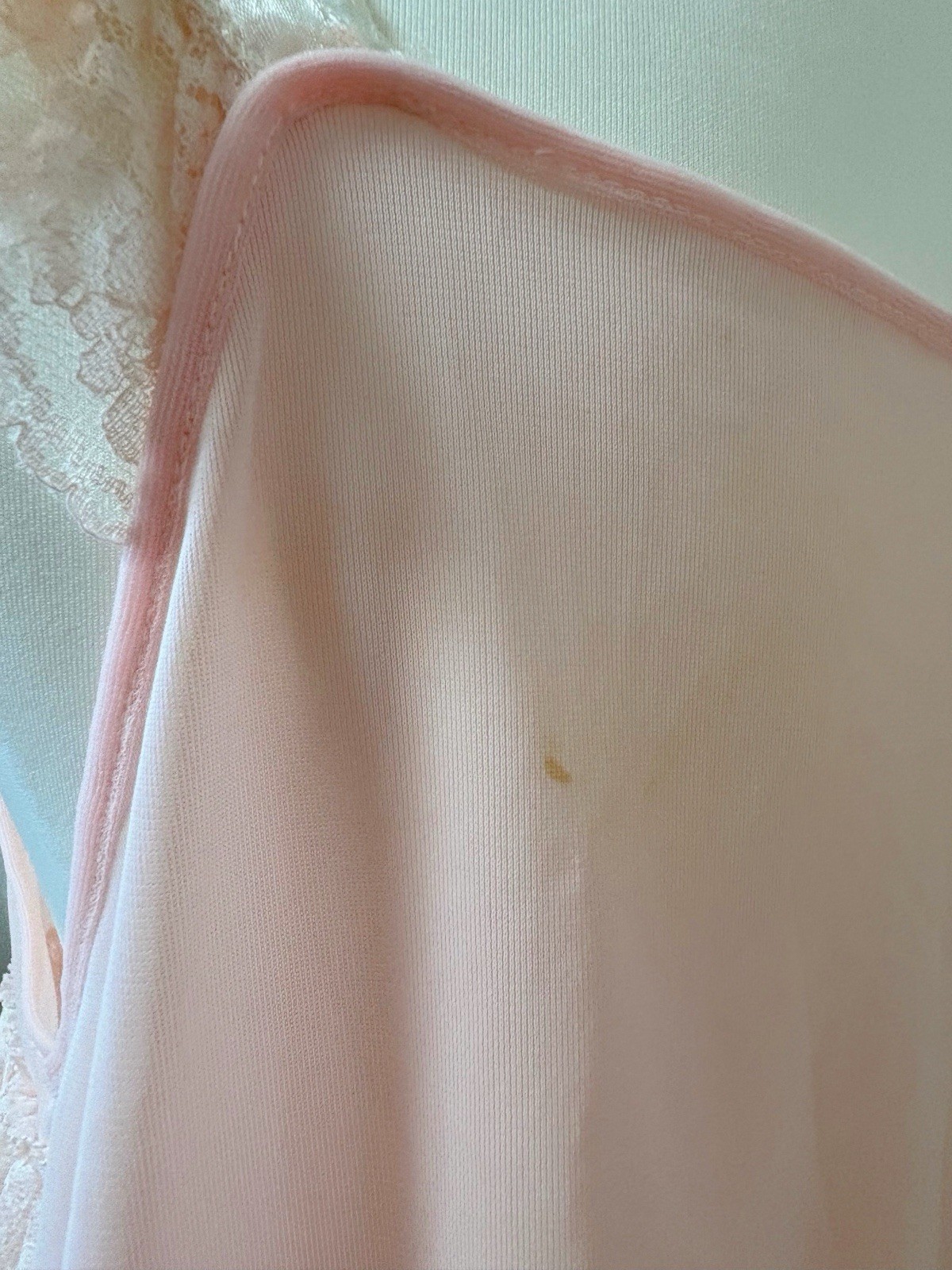 Vintage 50s 60s Lace Tiered Ruffle Cami Babydoll Lingerie Nightgown Pink USA