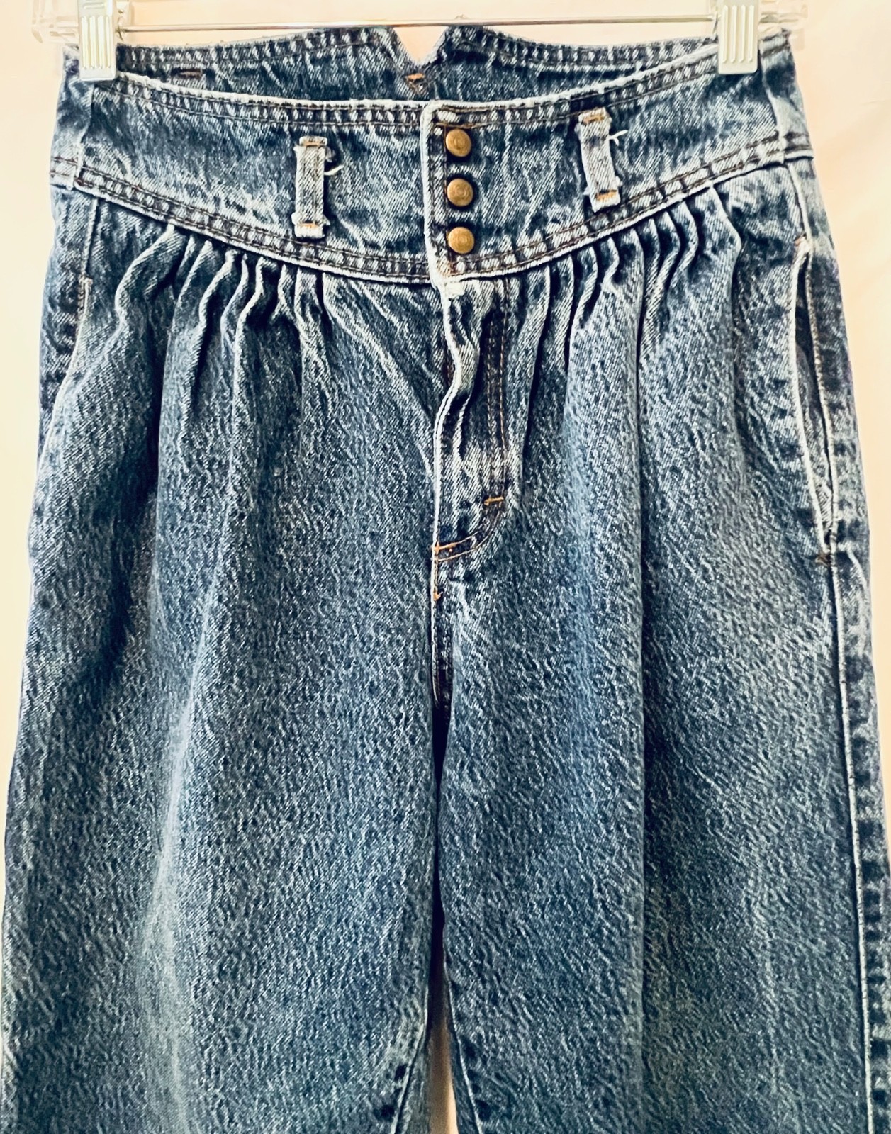 Zena Vintage 1980s Acid Wahed High Waisted Pleated Multi Button Jeans Size 5