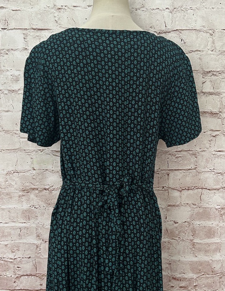 Vintage Sarah Elizabeth Dress 14 Long Pleated Ditsy Cottagecore Modest Church