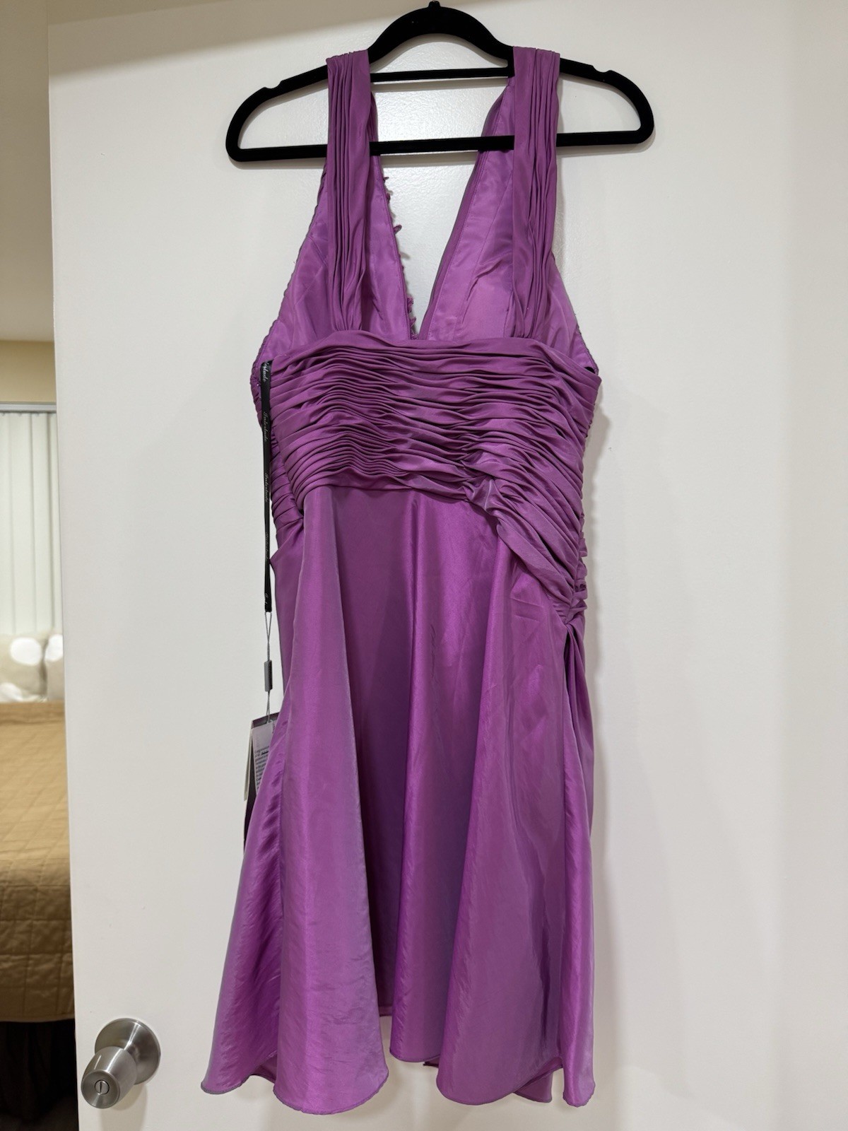 NWT Vintage Interlude USA Beaded Flower Purple Mini Evening Dress Size 6 Small