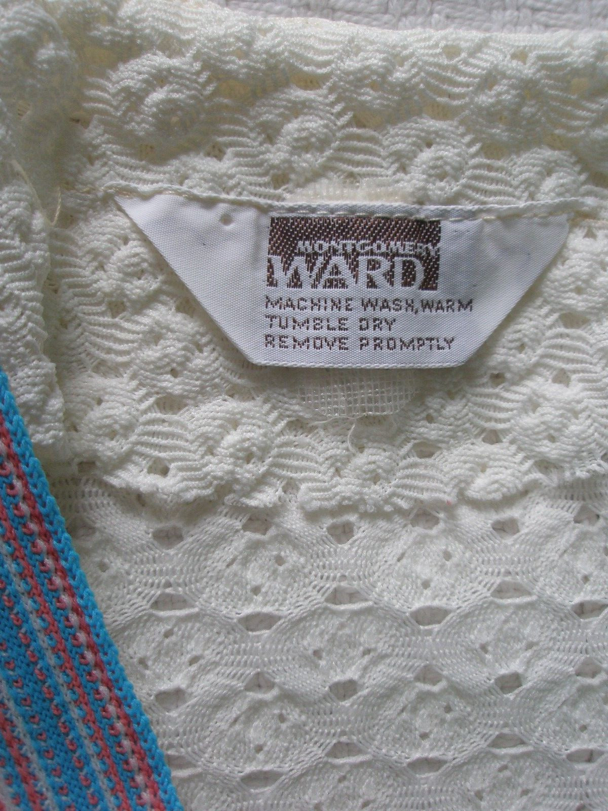 Vtg Cardigan & Vest Crochet Lace White Pink Blue Grannycore Mid Century