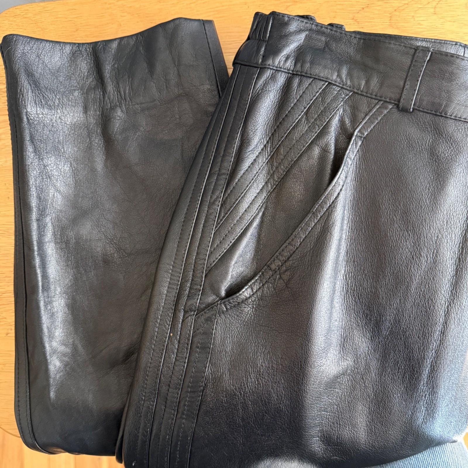 Vintage Black Leather Pants 90s CBK Minimalist 12 High Waisted Tapered Suzelle