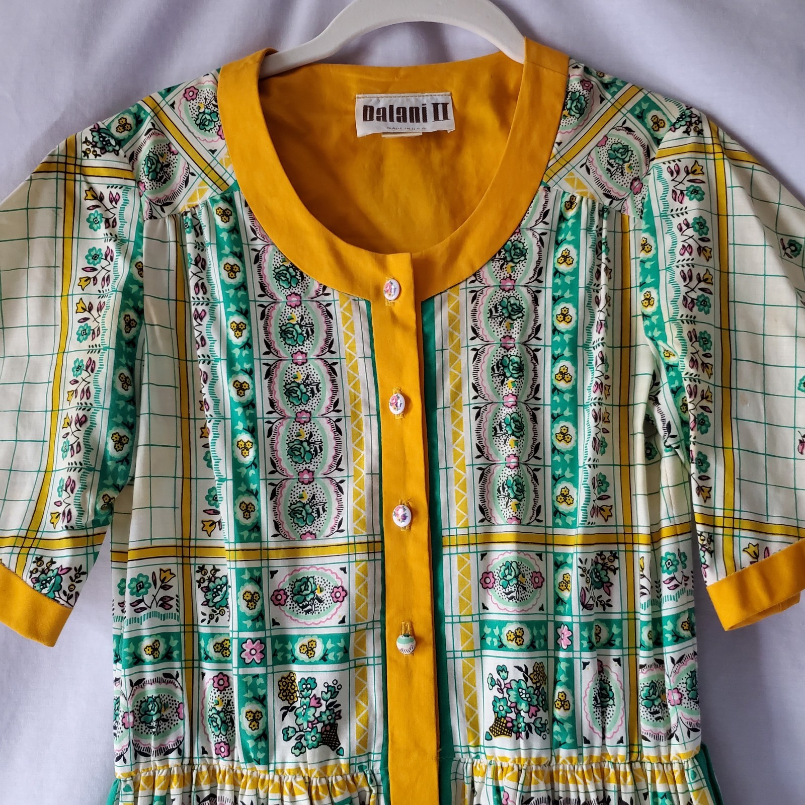 Vintage Dalani II Dress Size 8 Shirt Fit Housewife Cottagecore Crantex **Stains
