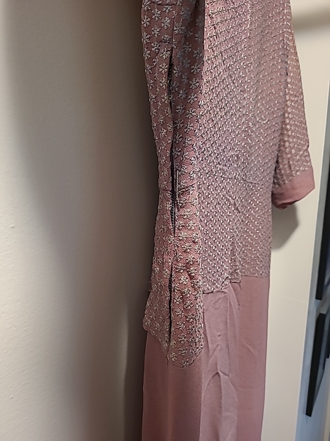 Martha Manning Original Vintage Mauve Dress Faux Two Piece Peplum Short Sleeves