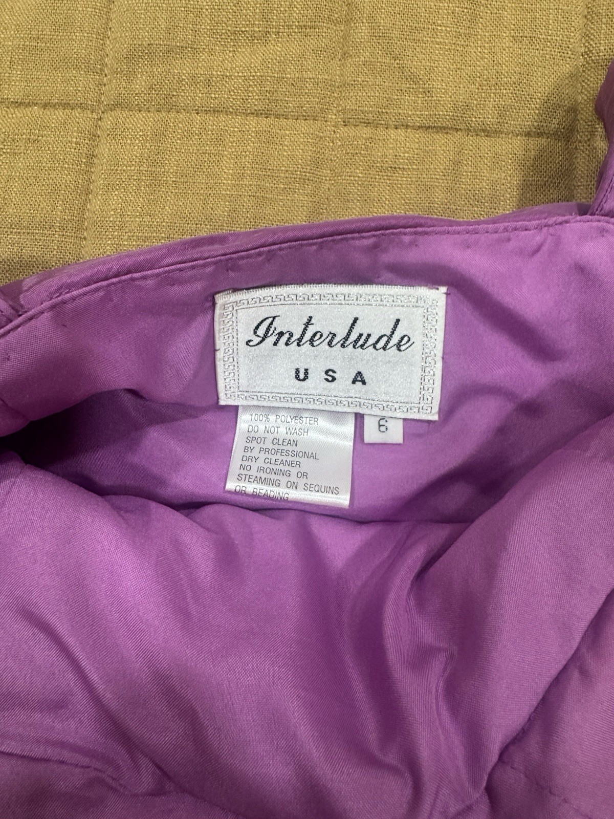 NWT Vintage Interlude USA Beaded Flower Purple Mini Evening Dress Size 6 Small