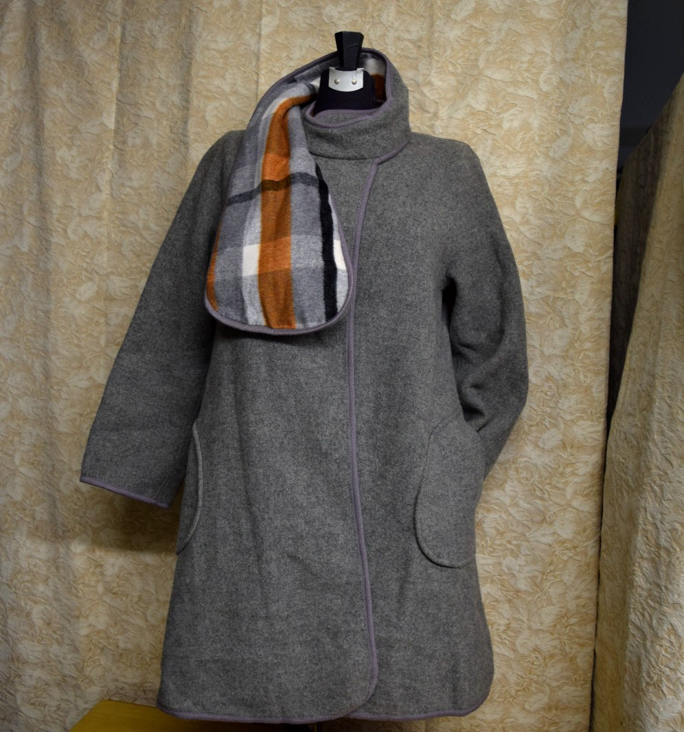 70s Vintage L. Magnin Turnaround Cuddle Coat NY Wool Long Wrap Coat Womens Gray