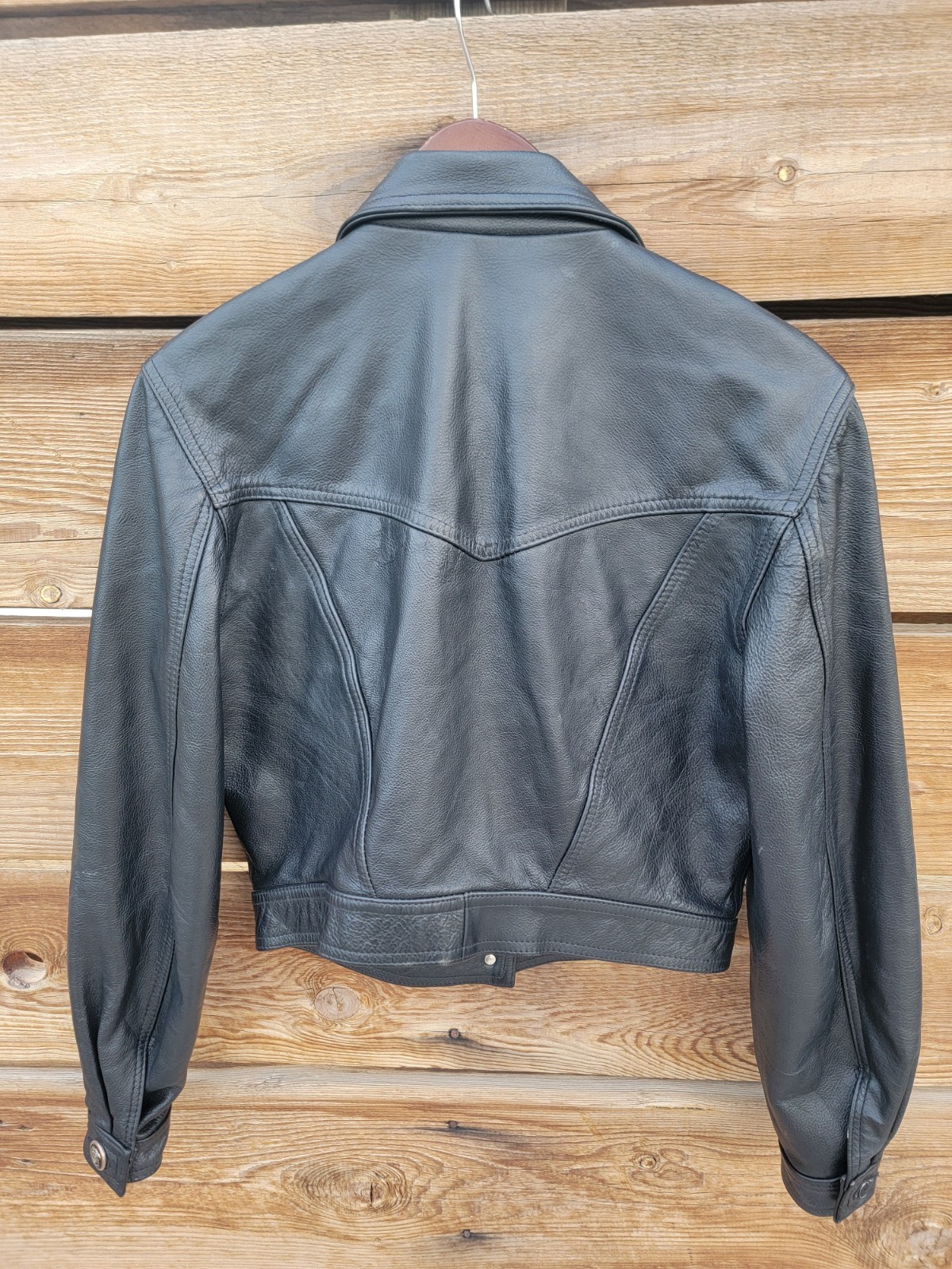 Versace Jeans Couture Vintage 90’s Women Leather Trucker Jacket Sz Sm