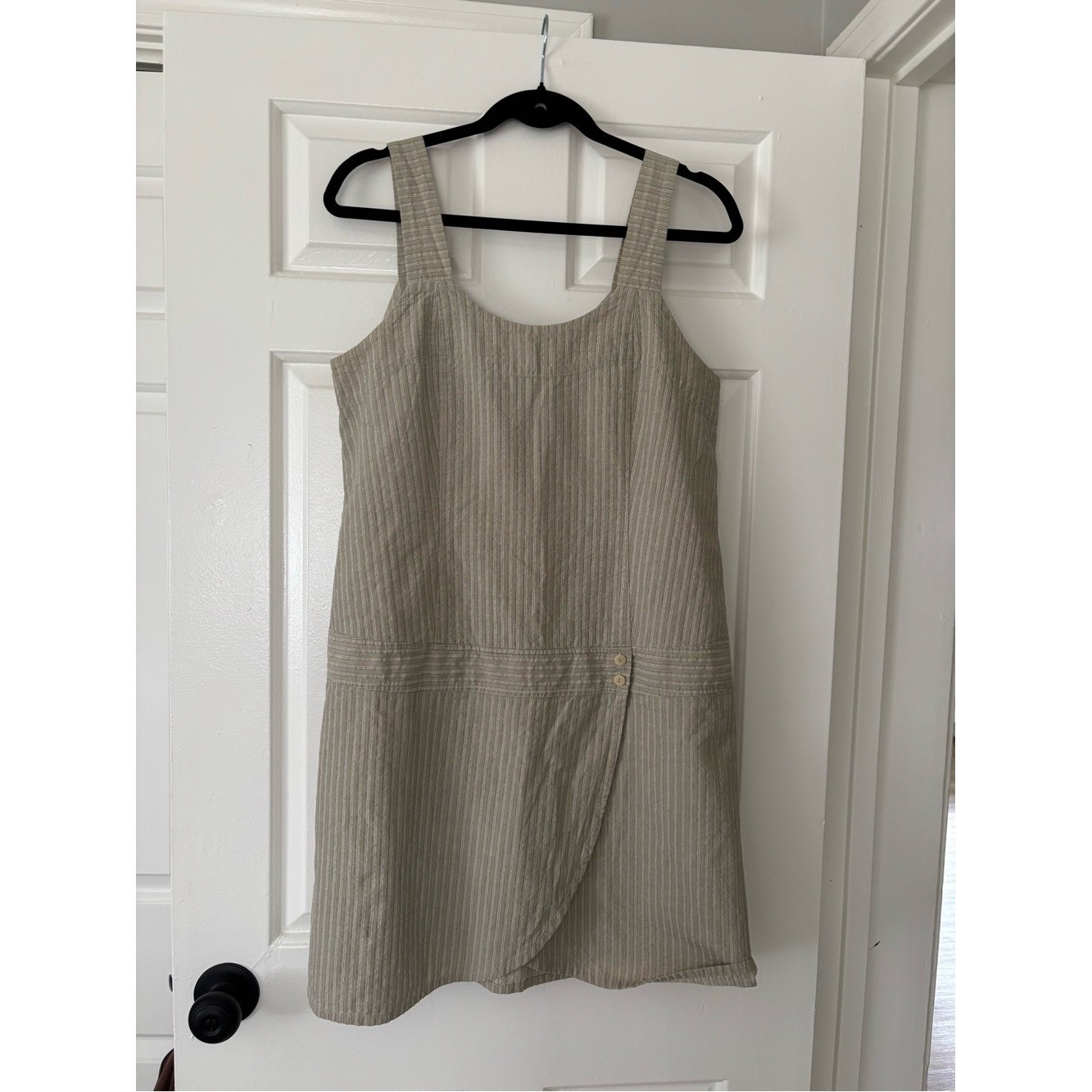Vintage FLAX 100% Cotton Striped Mini Dress | USA Made Minimalist Cottagecore