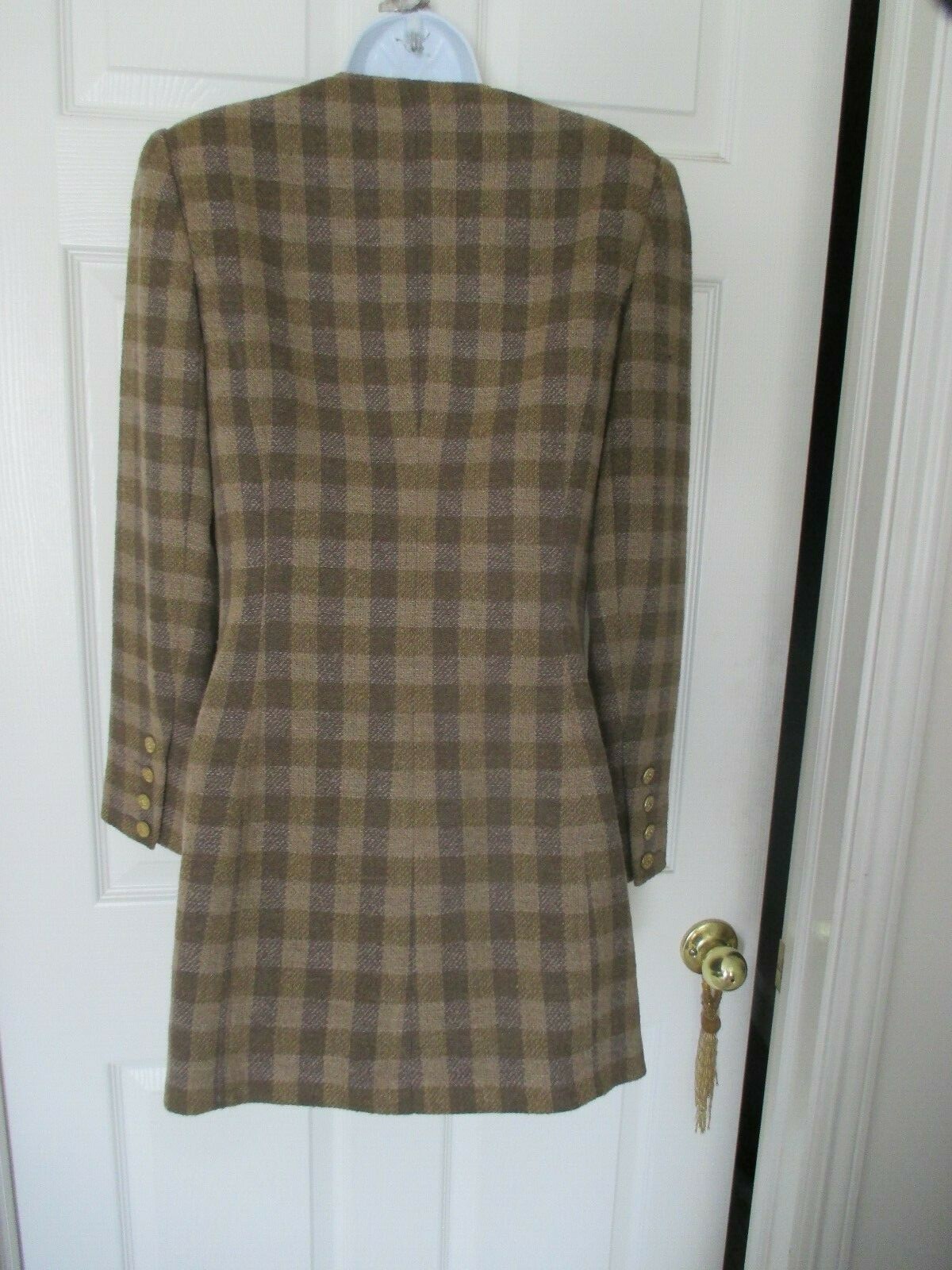 Sonia Rykiel Brown Plaid Blazer Jacket Size 40 France Vintage