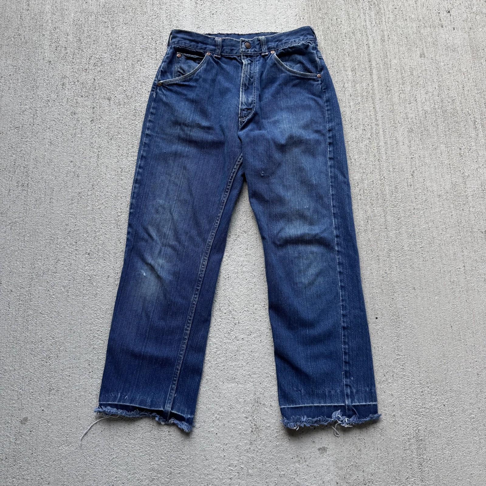 1960s Circle S Sears Roebuck and Co Half Selvedge Dark Wash Jeans 26×24.5 Short