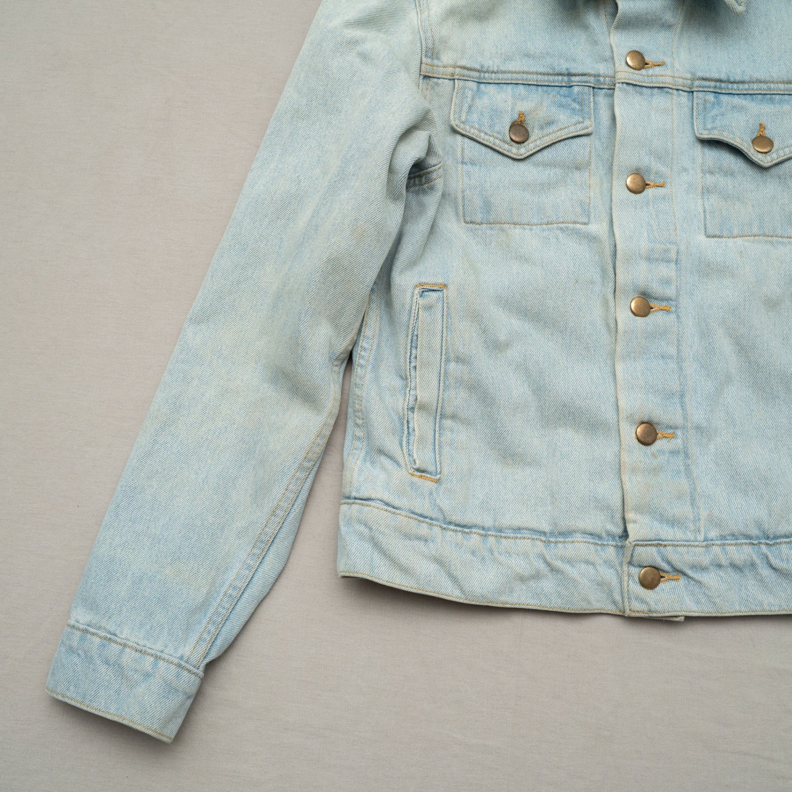 Vintage 90s American Apperel Distressed Lightwash Denim Type 3 Jacket USA Made S