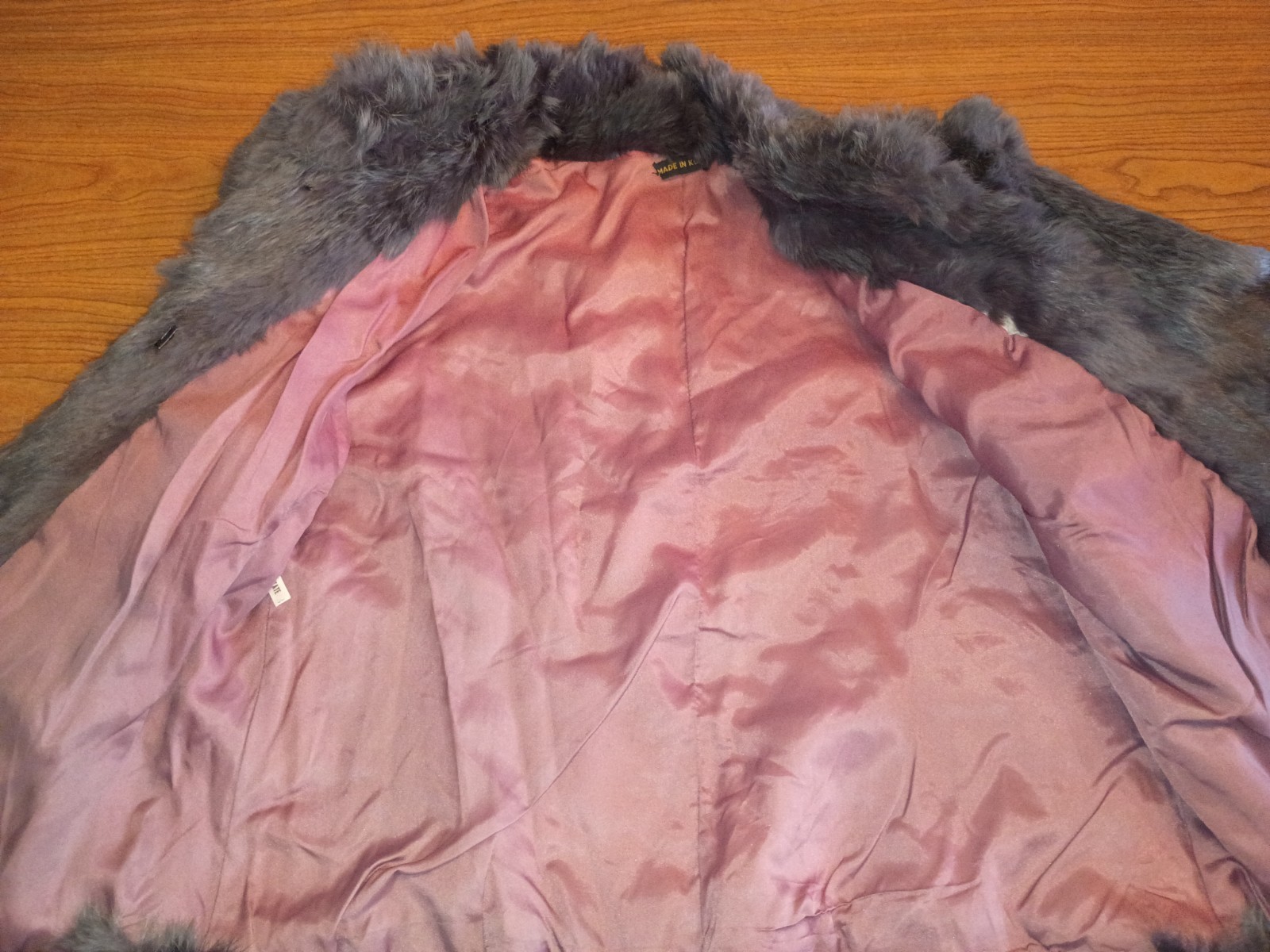 Ladies vintage genuine rabbit fur jacket, size S/M, gray bunny fur sewn on bias