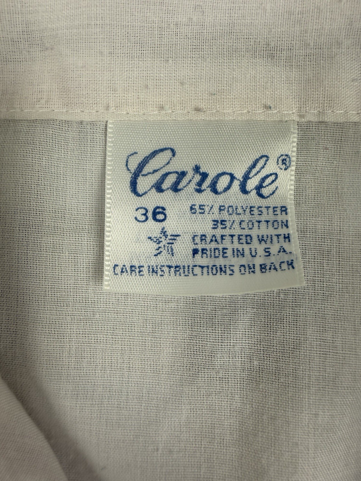 Vintage White Button Up Blouse Lavender Trim Cottagecore USA 36