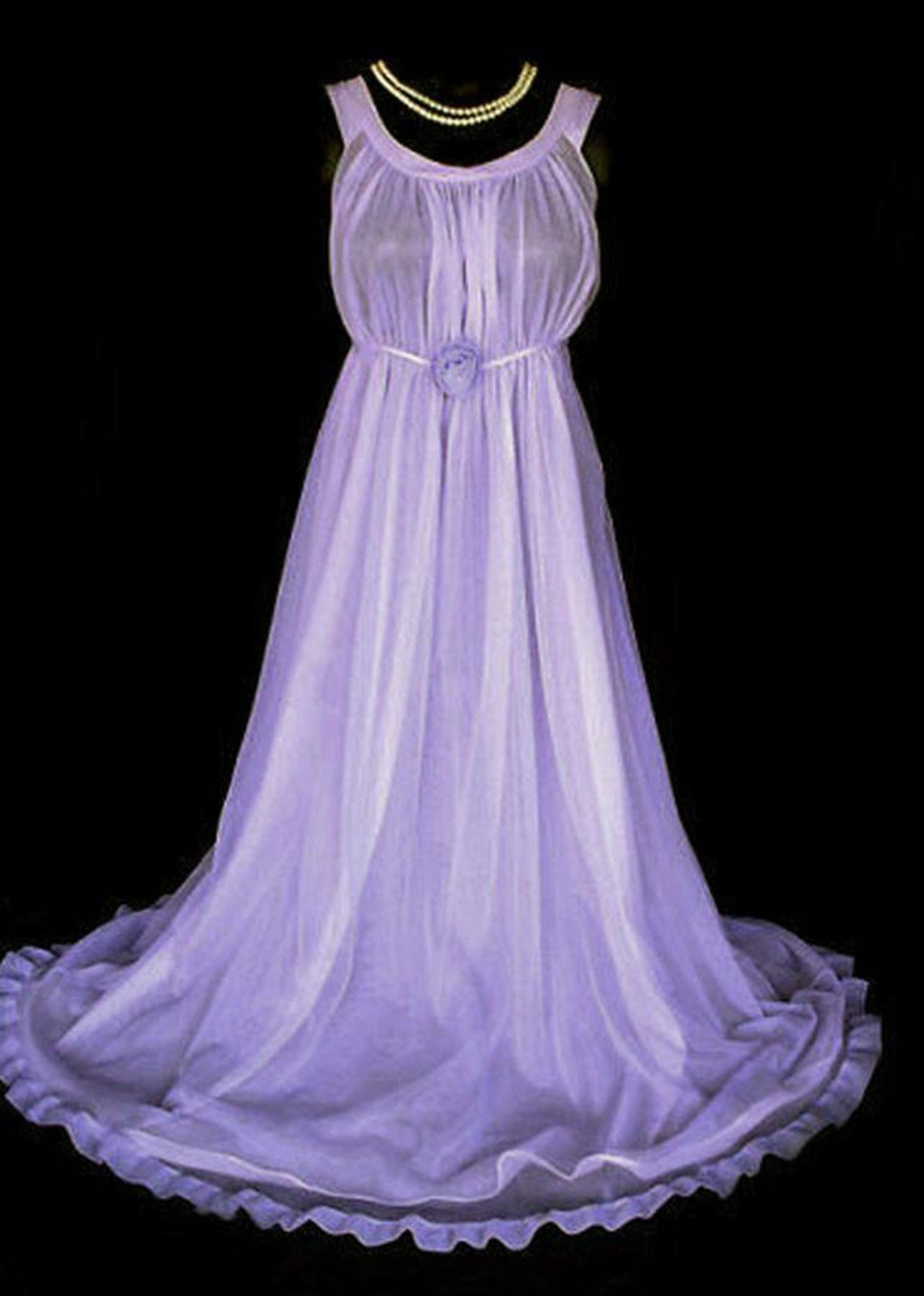 Vintage ’70s Jenelle French Lilac Peignoir Nightgown Set – Double Nylon Roses