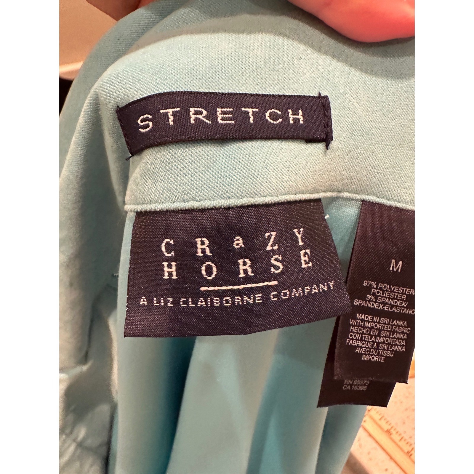 Crazy Horse Liz Claiborne Vintage Faux Suede Teal Button Down Shirt Size Medium