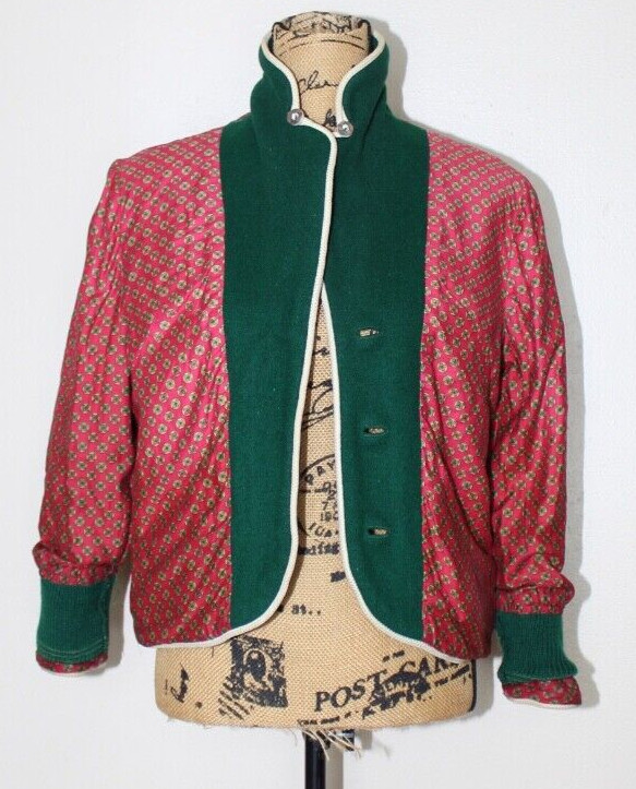 Vintage 50s Petti Glen Green Wool Embroidered Button Blazer Junior S