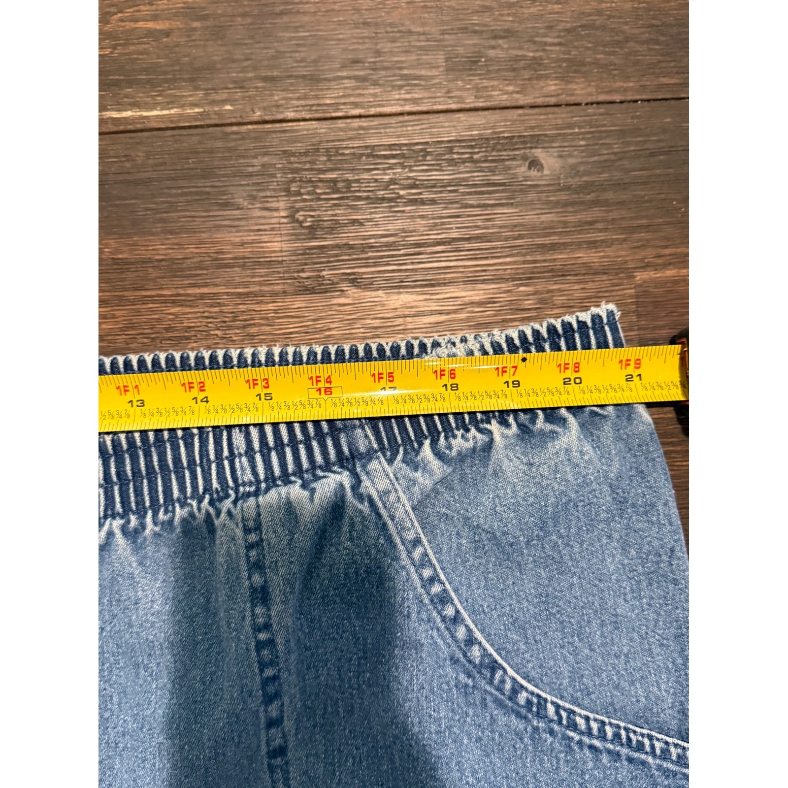 Just For Women Vintage Elastic Waist Tapered Denim Jeans Light Wash 18WP USA