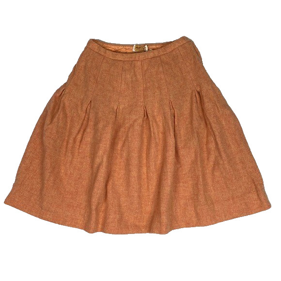 Vintage Carol Brent Pink Wool Pleated Skirt Waist 26″ 50s