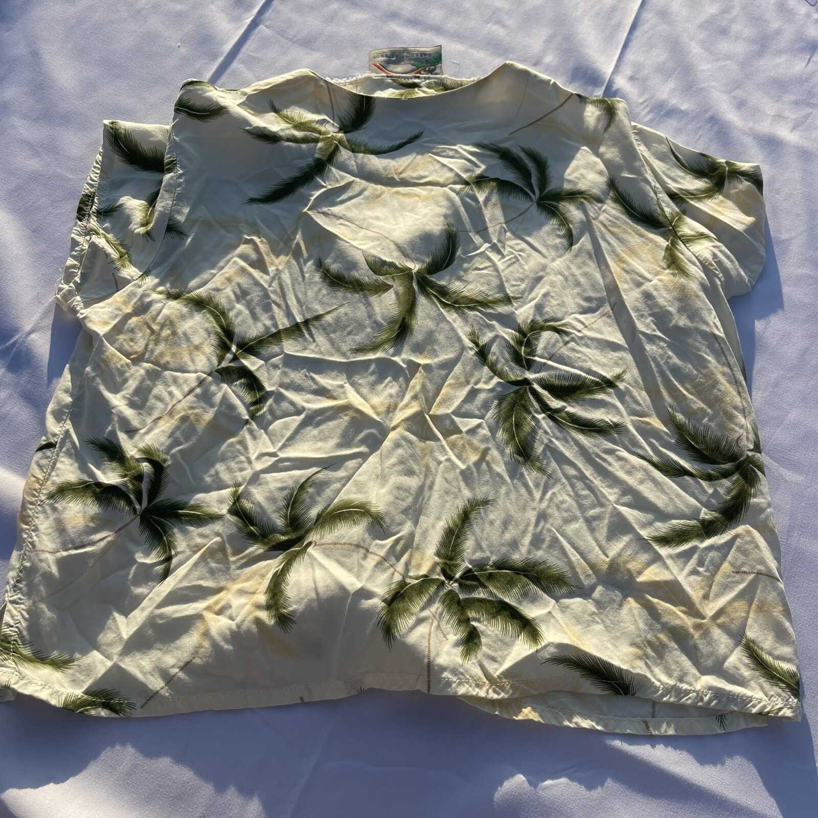 Vintage Paradise Found Honolulu Hawaii Women’s M Palm Tree Button Up Top